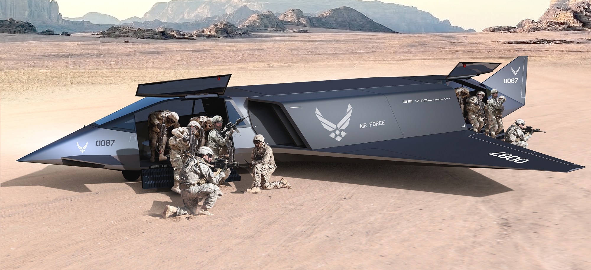 Sky View hybrid-electric or all-electric VTOL stealth military troop aircraft Sky View hybrid-electric or all-electric VTOL stealth military troop aircraft